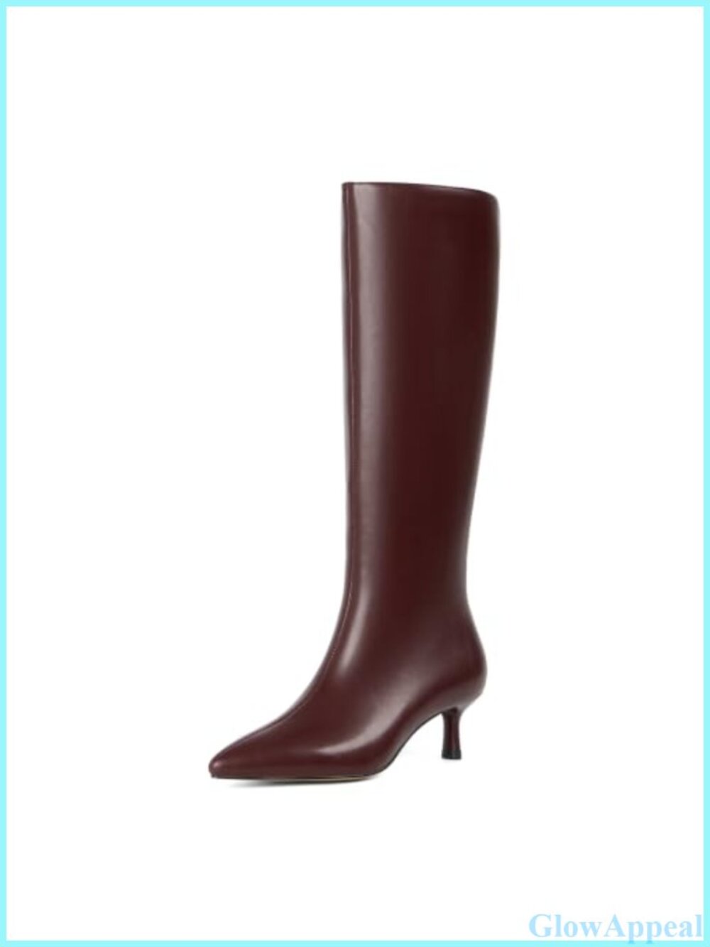Knee High Boots Womens Side Zipper Kitten Heels Pointed Toe Faux Leather